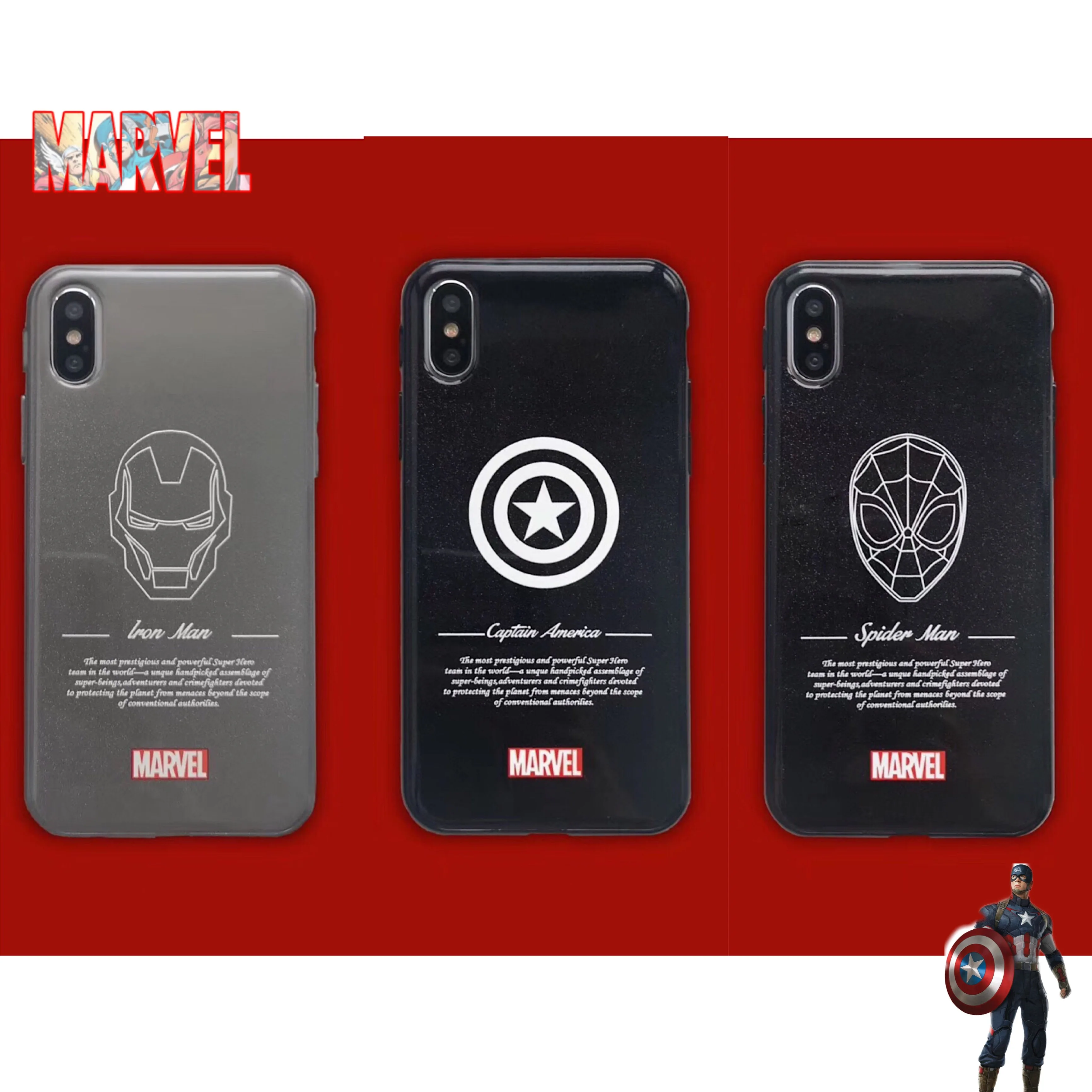 

Luxury Cool Male Marvel Avengers Strokes Iron Man Batman case For iphone 7 8 6Splus X XS MAX XR soft Glitter glossy phone cover