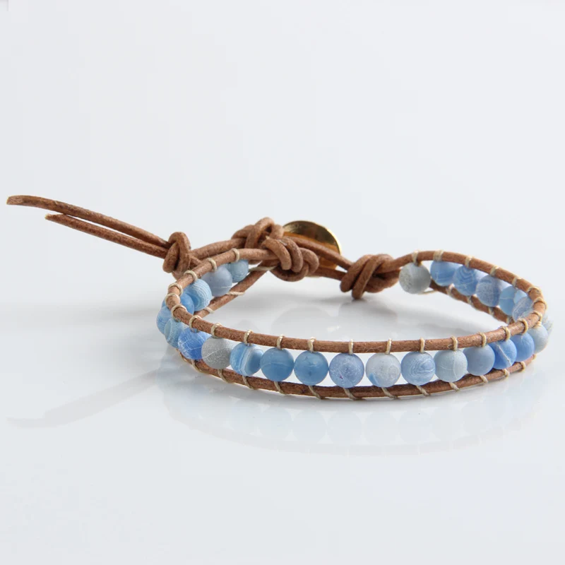 Leather Bracelet Natural Stone Bead Bracelets
