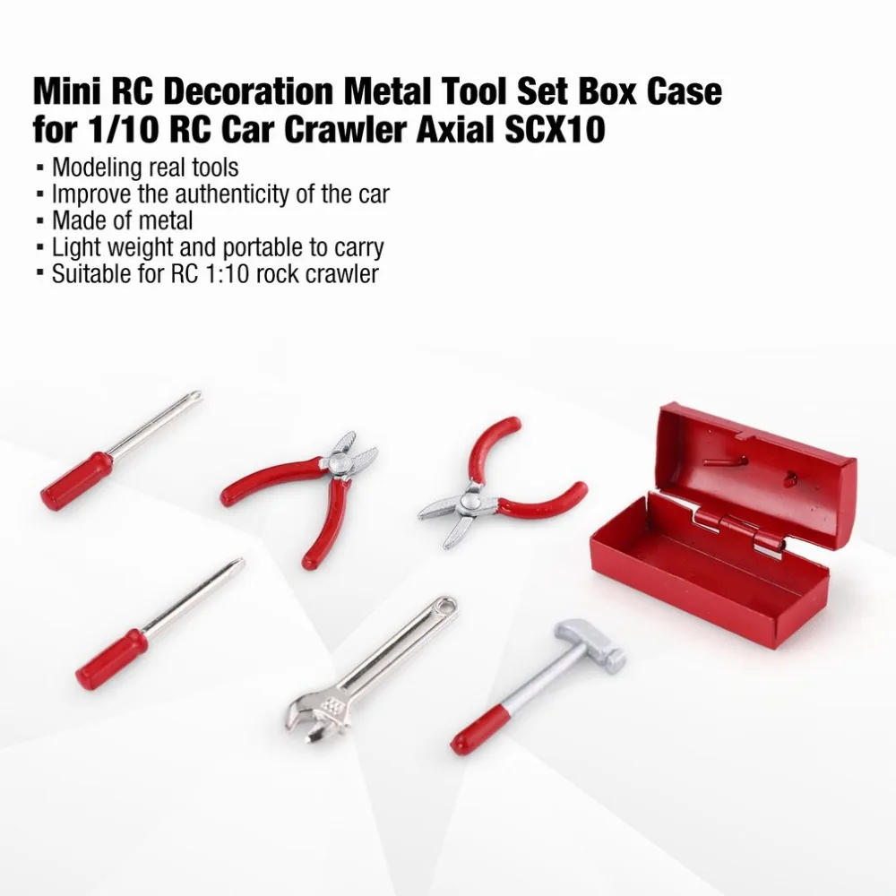 10013A Mini RC Decoration Tool Set Box Case Kit Accessories Part for 1/10 Car Crawler Axial SCX10 RC4WD D90 D110 TF2 | Игрушки и хобби