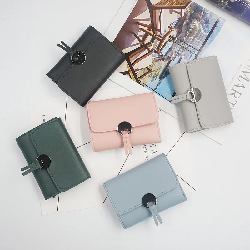 

PACGOTH New Fashion PU Leather Solid Color Women Short Wallet For Party Business Female Purse Money Card Holder Casual Wallet