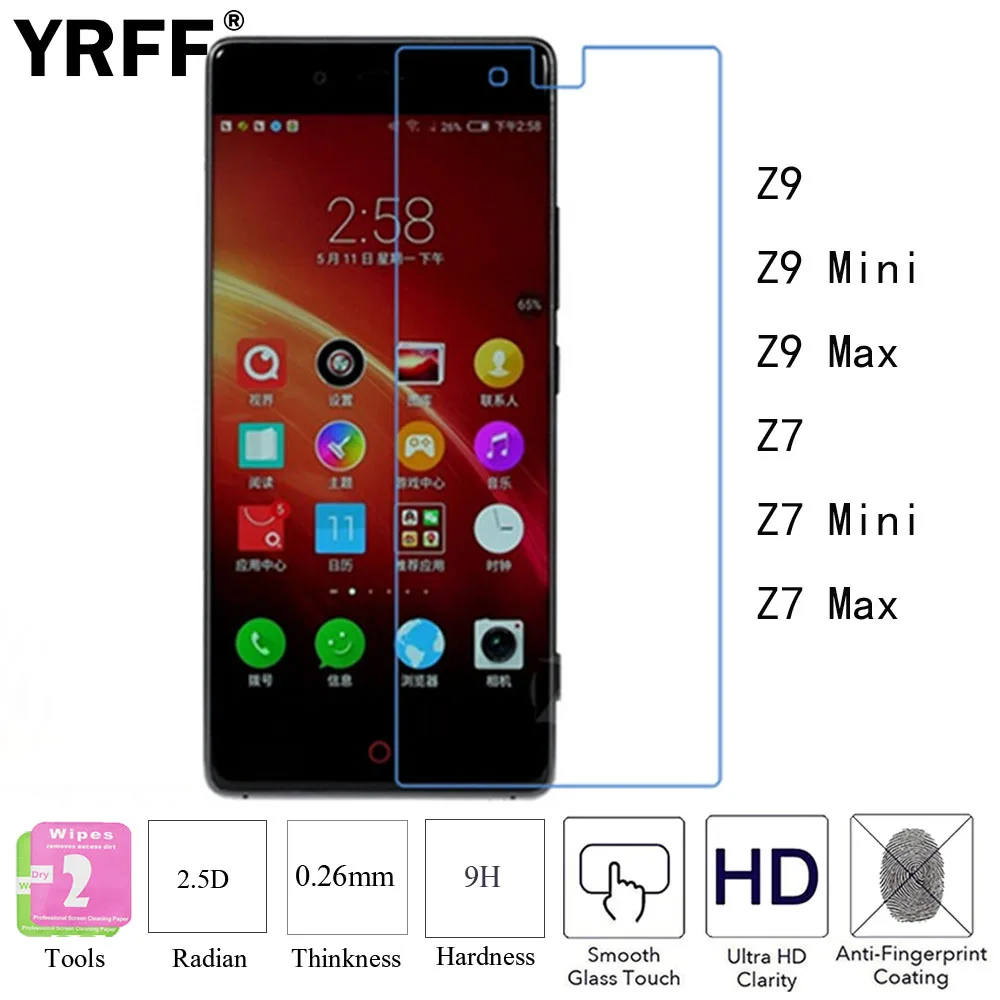 2 шт. 2.5D 0 26 мм 9H закаленное стекло Защитная пленка для ZTE Nubia Z9 / Mini Max Z7 Max|screen protector