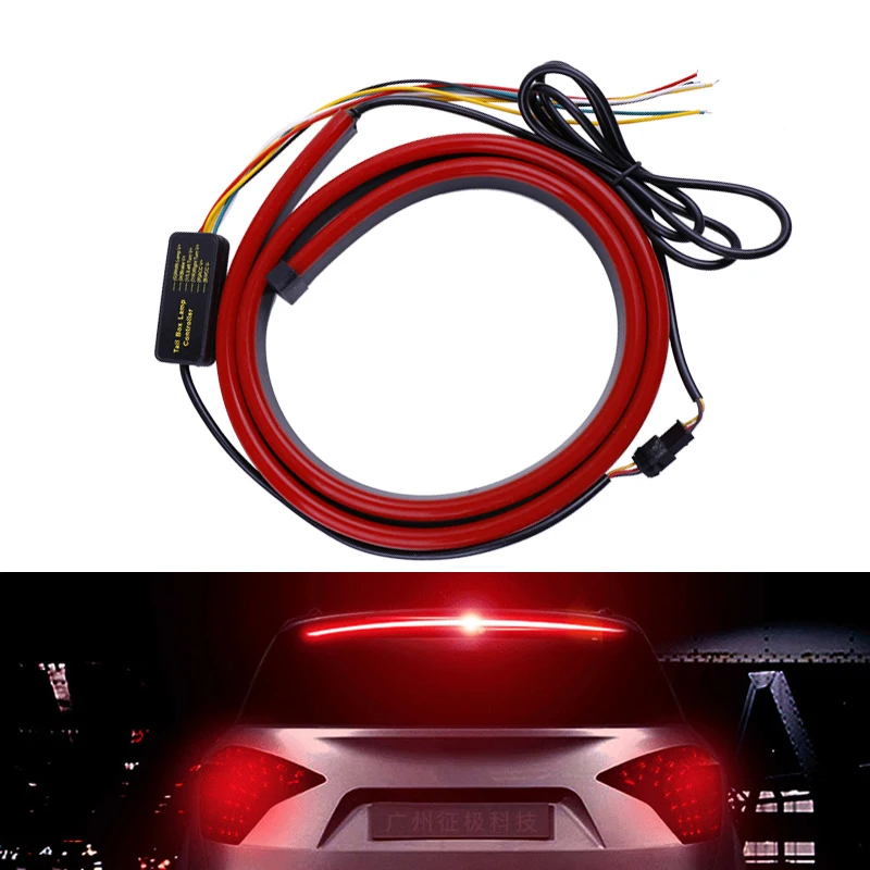 White,2 pcs, 4.5 inch Third Brake Light License Plate Tail Brake Stop Turn Signal Running Lights Bright 6 SMD Strip Light Universal Motorcycle LED Light Flexible Strip