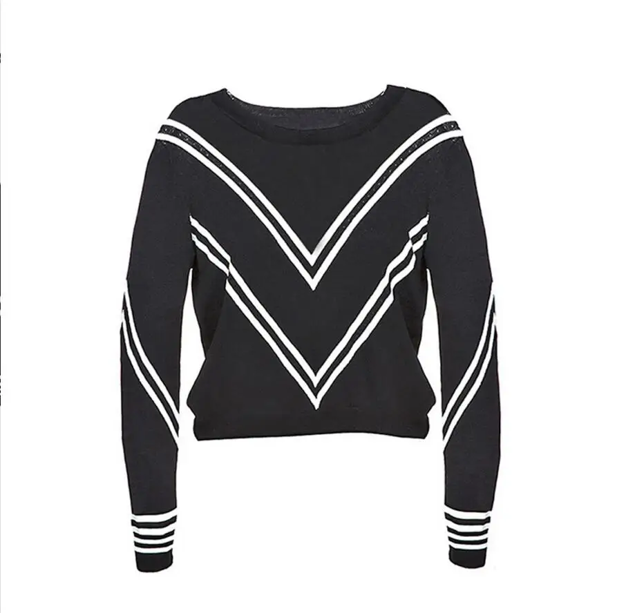 New Fashion spring autumn Preppy Style all match Woman Sweater Female classic Striped O-Neck Knitted Slim base women pullovers | Женская