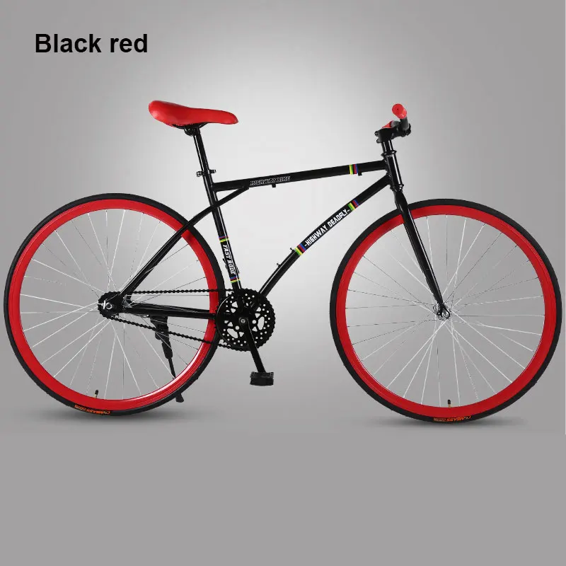 26 дюймов дорожный велосипед с фиксированной передачей Велосипед тормоза тонкие шины Легкий взрослый трек Односкоростной велосипед для взрослых студентов - Color: Black red
