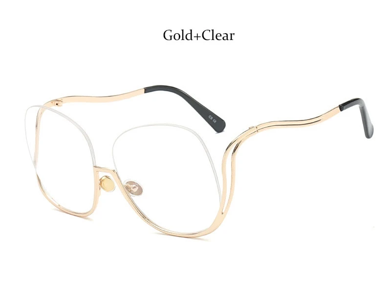 Люксовый бренд, полуоправа, круглые солнцезащитные очки для женщин, без оправы градиентный, большие, солнцезащитные очки для женщин, оттенки, прозрачные очки, УФ очки - Цвет линз: C8 Gold Clear
