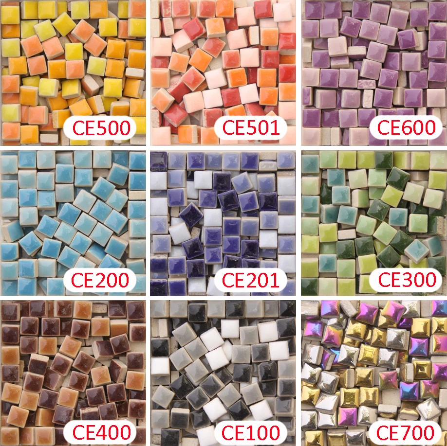 Carreau de mosaïque en céramique 200g/205 pièces 10X10mm, 3/8 pouces, blanc, noir, gris, rose, violet, 1X1cm, fournisseur d'art de mosaïque bricolage soi-même