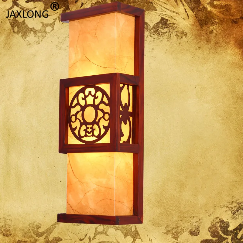 

LFH Chinese style imitation sheepskin wall lamp wood wall light for living room bedroom aisle corridor indoor lighting fixtures