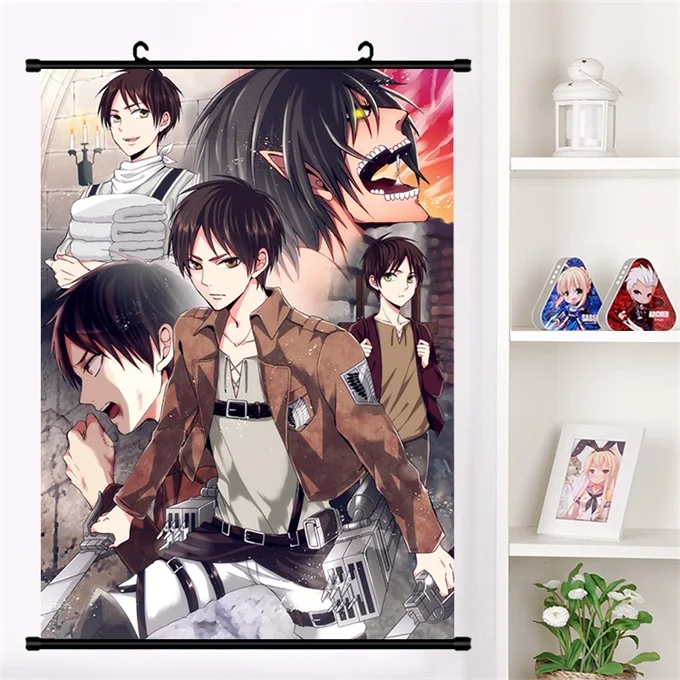 Аниме Shingeki no kyojin Attack on Titan Eren Jaeger Ackerman настенная прокрутка настенный плакат домашний Декор подарок - Цвет: K