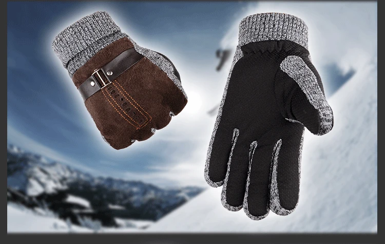 NDUCJSI противоскользящие Guantes мужские зимние перчатки кожаные зимние варежки противоскользящие экраны теплые перчатки грелка для рук шерстяные перчатки