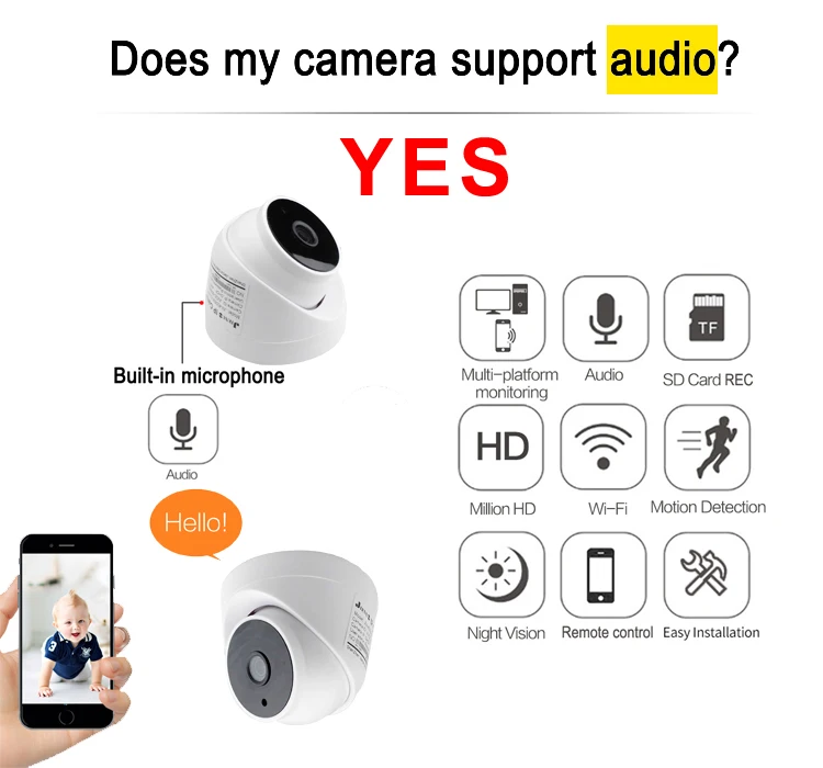 Ip-камера, Wifi, 1080 P, 720 P, аудио, купольная, CCTV, безопасность, HD, наблюдение, для помещений, беспроводная, инфракрасное, ночное видение, монитор, камера, домашняя камера