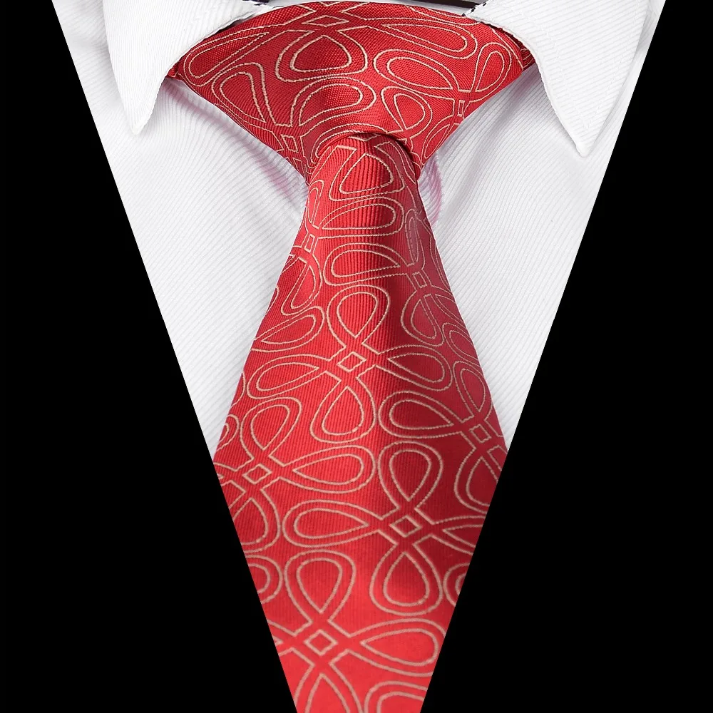 New Men`s Tie RED Floral Jacquard Woven Necktie Gravata For Men Formal