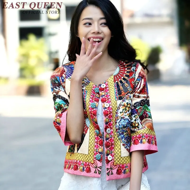 boho jacket casual bomber jacket embroidery boho clothing Boho chic style colorful half sleeve short coats AA1932 Q