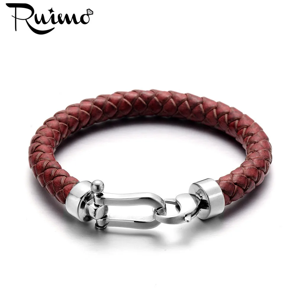 Мужской кожаный браслет из нержавеющей стали 316l|fashion men bracelet|men braceletmen bracelet fashion |