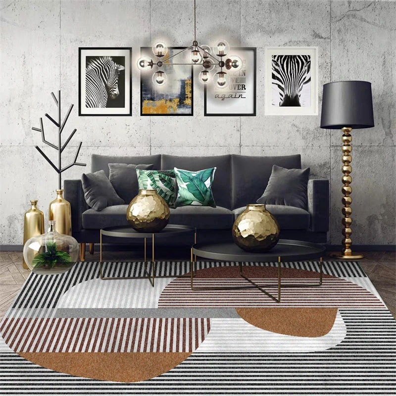 Nordic Creative Carpets White Gray Geometric Striped Living Room Kids Room Anti-Skid Area Rug Bedroom Sofa Coffee Desk Floor Mat