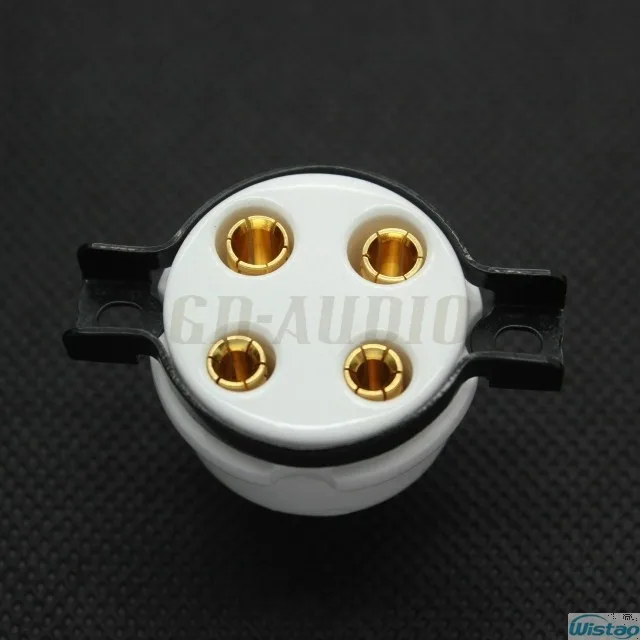 

4-pin Gold Plated Vacuum Tube Socket Big Four Pins 2A3 5Z3 6A3 300A 300B Gold-plated Copper Pins& Ceramic Base Free Shipping DIY