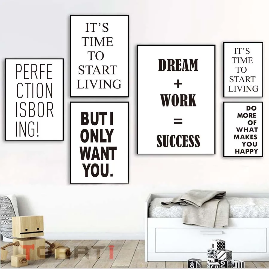 Dream Work Success Life Quotes Wall Art Muals For Living Room Home Decor Modular Wall Picture Canvas Painting Poster&Art Prints
