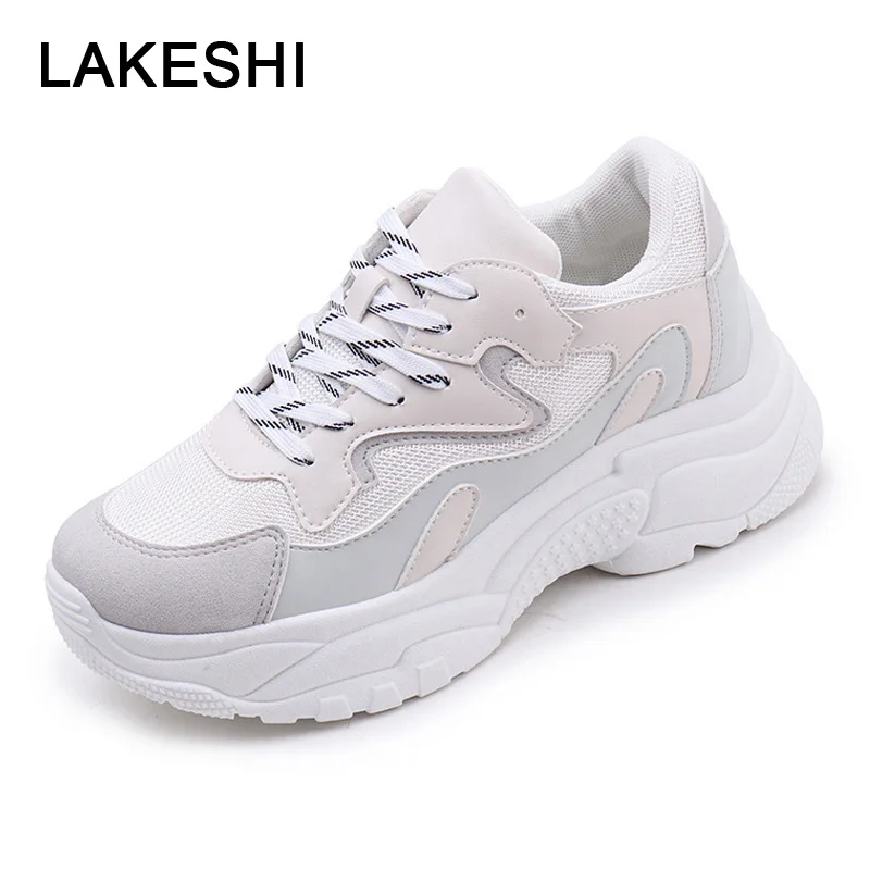 

Women Sneakers Fashion Vulcanized Shoes Creepers Women Casual Shoes Platform Sneakers Lace Up Ladies Breathable Mesh Footwear