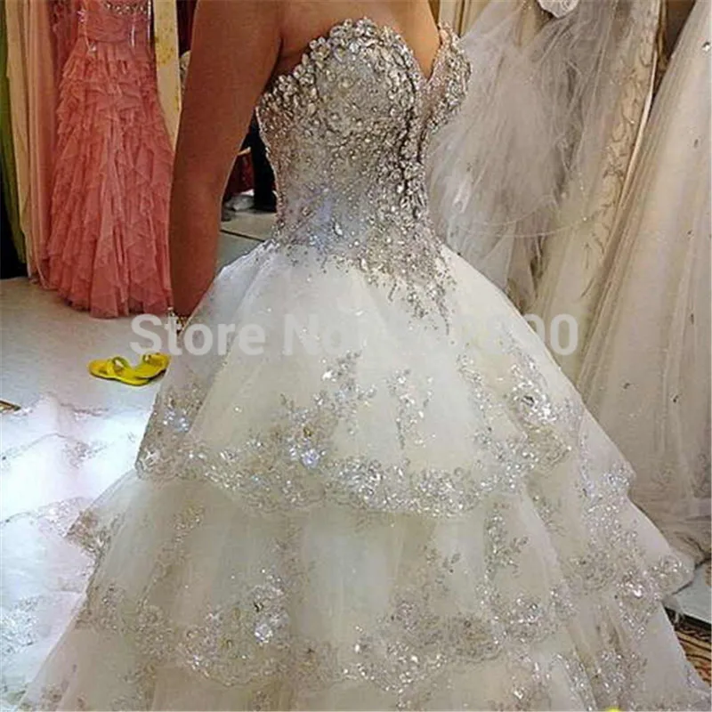 Luxuries Princess Desigh Bridal Gown Sweetheart Multi Layer Heavy Luxuries Princess Desigh Bridal Gown Sweetheart Multi Layer Heavy Jewels Crystal Beige Wedding Dresses For Women In From Weddings Events