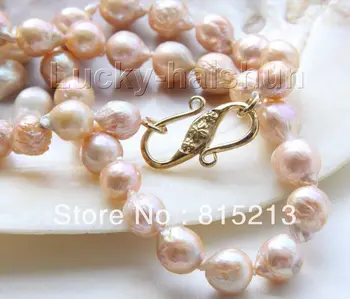

ddh00810 17" 10-11mm baroque pink Reborn keshi pearls necklace