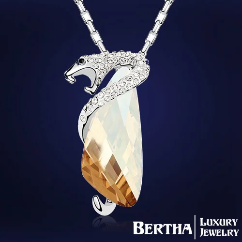 HOT Luxury Exaggeration Bohemian Snake Necklaces Pendants Crystals from Swarovski For Women Men Jewelry Good Quality