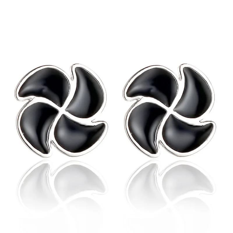 

100% 925 sterling silver fashion black flower ladies`stud earrings jewelry birthday gift no fade Anti allergy drop shipping