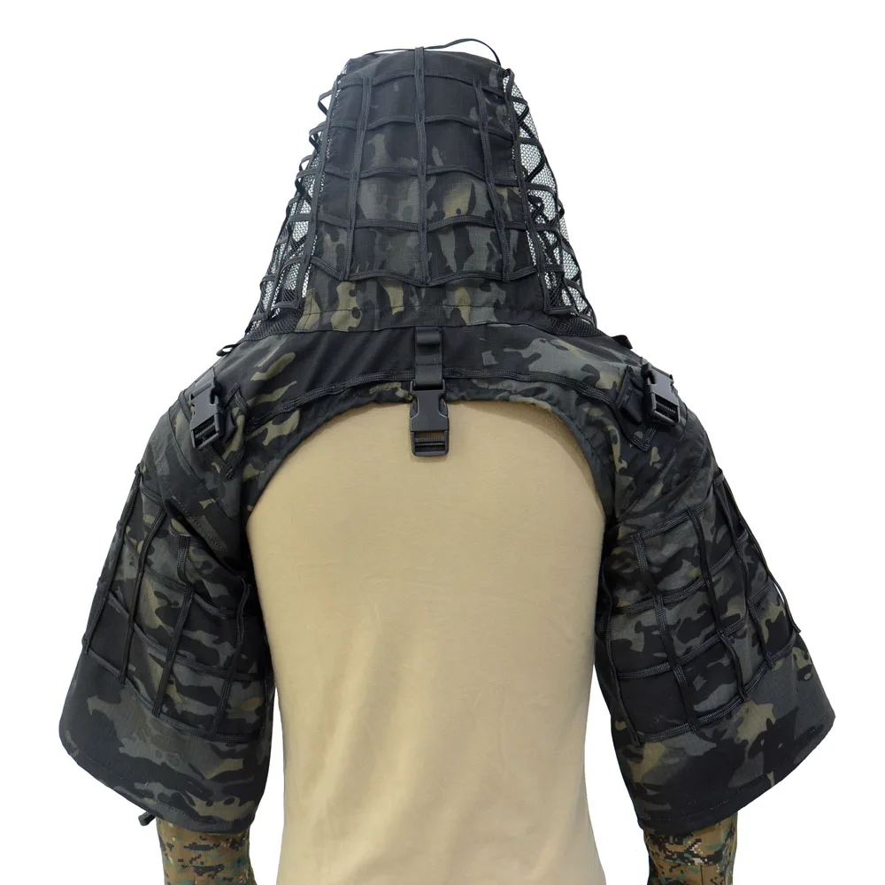 ROCOTACTICAL военный Снайпер Ghillie Viper Hood Combat Ghillie Suit Foundation Custom Ghillie Hood Jacket камуфляж, лесная местность - Цвет: Black Camo