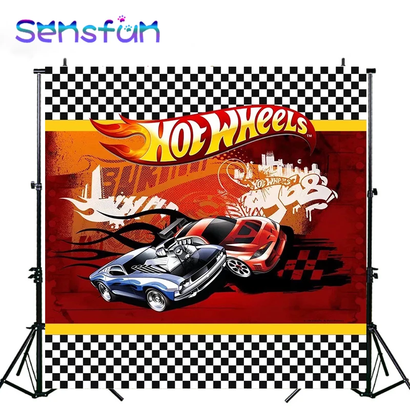 

Sxy0208 Flag Racing Car Photography Backdrop For Boys Baby Shower Hot Wheel Party Backgrounds For Photo Studio 10x10ft