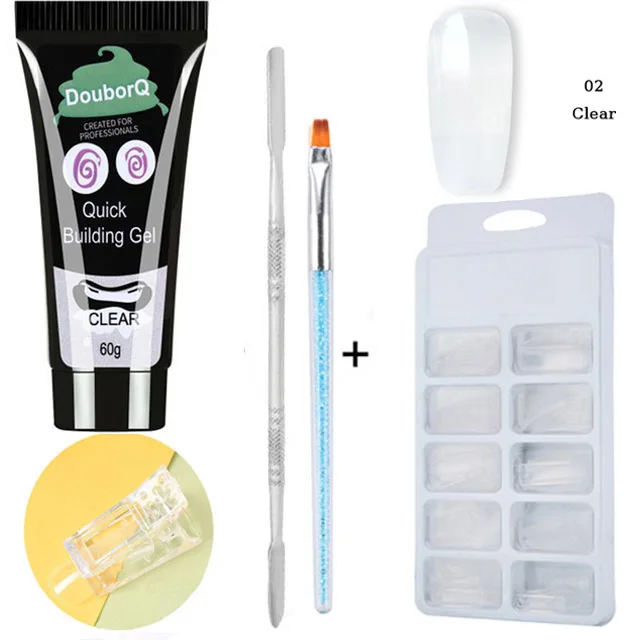 5pcs/set Poly Gel Set LED Clear UV Gel Varnish Nail Polish Art Kit Quick Building For Nails Extensions Hard Jelly Gel