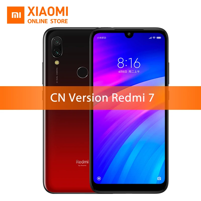 Original Xiaomi Redmi 7 4GB 64GB Snapdragon 632 Smartphone Octa Core 4000mAh 6.26'' Phone Full screen 12+2MP Dual Camera