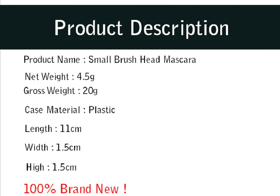 Small brush head black and white Mascara fine brush long, fast dry waterproof not dizzy dye.KL104