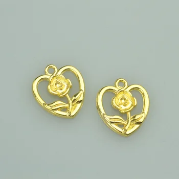 

25pcs 18*16mm gold color flower Alloy charms pendant fit necklace bracelet diy Pendants for jewelry making 4025A