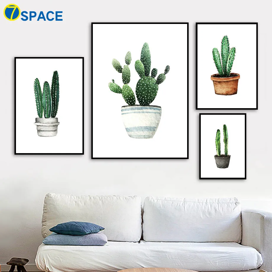 

Watercolor Cactus Potted Posters And Prints Wall Art Canvas Painting Nordic Poster Wall Pictures For Living Room Quadro Decor