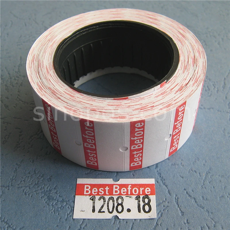 prijskaartjes 10 Rollen Prijslabel Papier Refill Tag Mark Sticker Dubbele Rij voor MX-6600 Labeller tags met string (Color : White, Size : One size