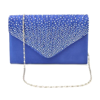 

Womens Silk face Diamond Clutches Shoulder Bag Evening Bridal Prom Satchel Chain Handbag