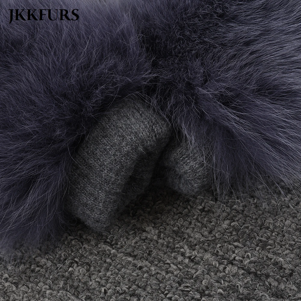 JKKFURS Для женщин натуральным лисьим меховые перчатки зимние теплые подлинный натуральных мех модные Стиль Одежда высшего качества S7325