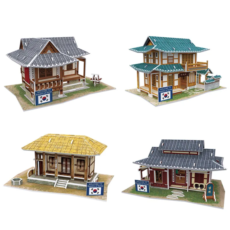 Consruction Model 3d Puzzle Korea Flavor Set Four Scene for Kids Educational Toys Gift | Игрушки и хобби