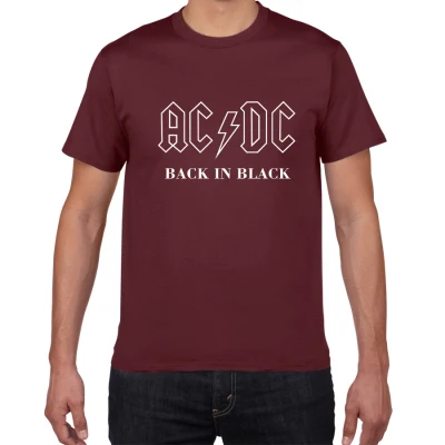 Новинка, Camisetas AC/DC band rock, Мужская футболка с графическим принтом acdc, Повседневная футболка с круглым вырезом, хип-хоп, короткий рукав, хлопковый топ - Цвет: wine red