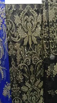 

2016 High Quality African Lace Fabrics tulle Nice French Net Embroidery Sequins Tulle Lace Fabric For Nigerian party Dress