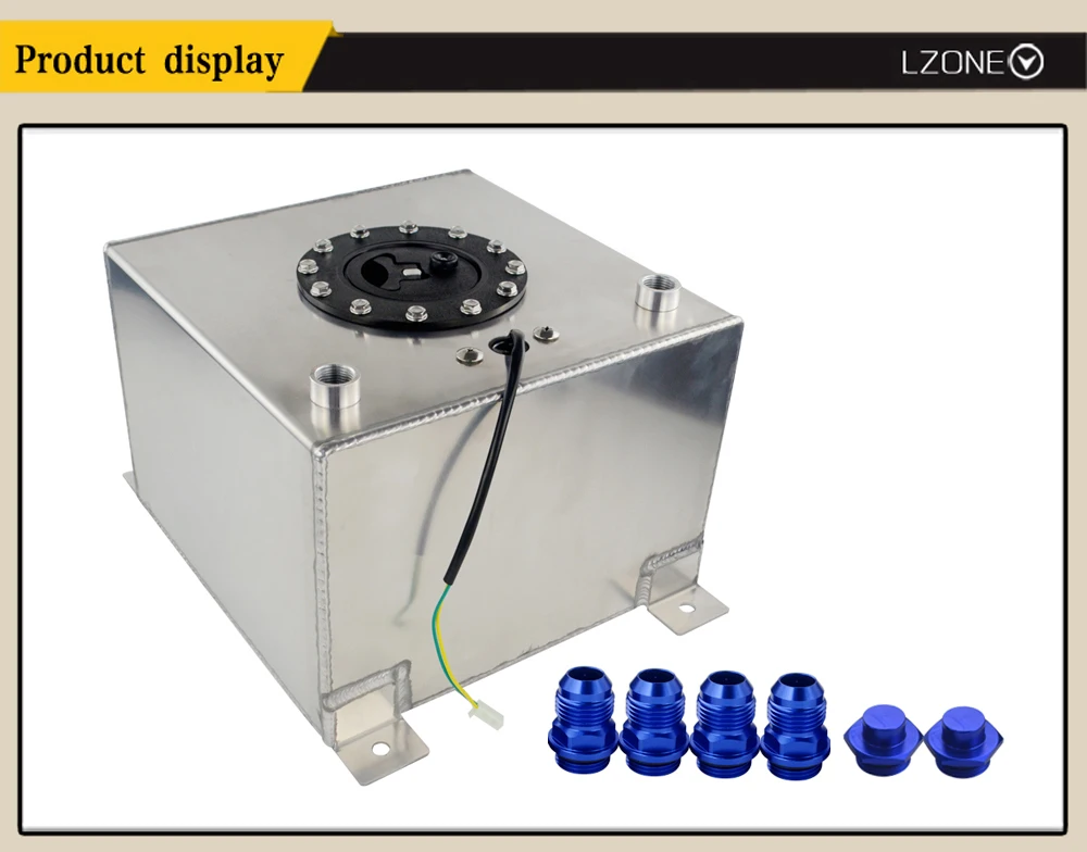 LZONE-20L Алюминиевый Масляный бак для топливного бака, маслоуловитель, бак с датчиком, Топливный элемент 20л с крышкой/пеной внутри JR-TK39/14