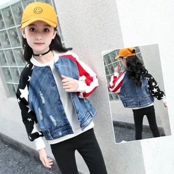 

Girls Denim Jackets 2018 Fashion Children Jeans Jacket Spring Autumn Girls Denim Outerwear Kids Jacket Coat for 5 6 7 8 9 10 12Y