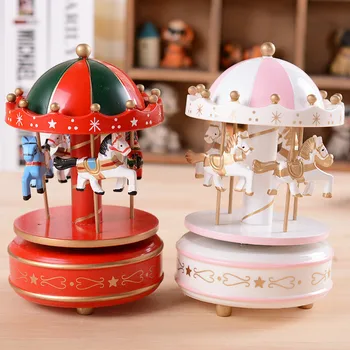 

NEW City Dome Colorful Carousel Horses Music Box Creative Merry-go-round Music box For Kids Birthday Wedding Gift Toy Home Decor
