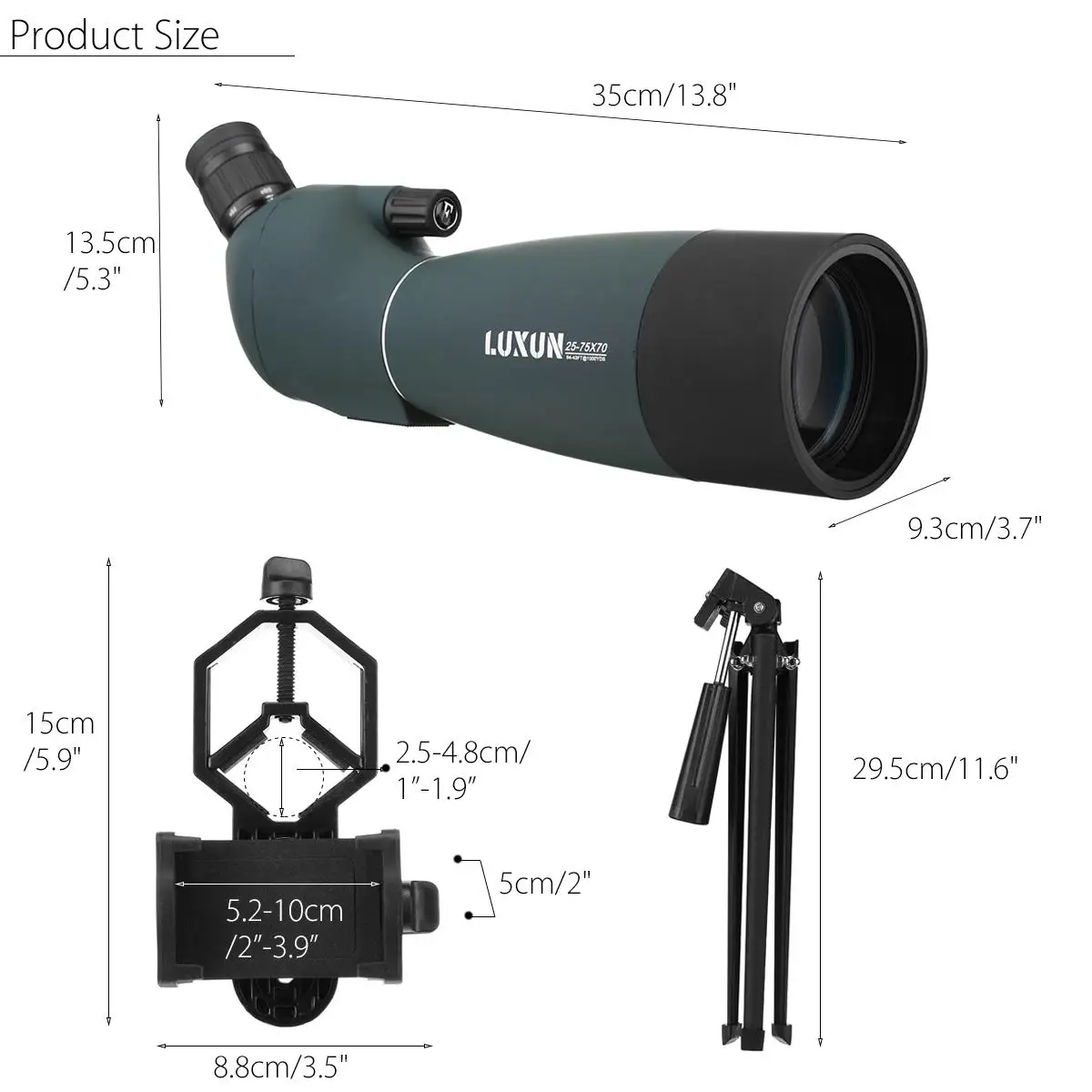 25-75X70 HD للماء البصرية أحادي BAK4 مجهر العدسة تلسكوب ليلة الرؤية الإكتشاف نطاق w/ترايبود الهاتف محول