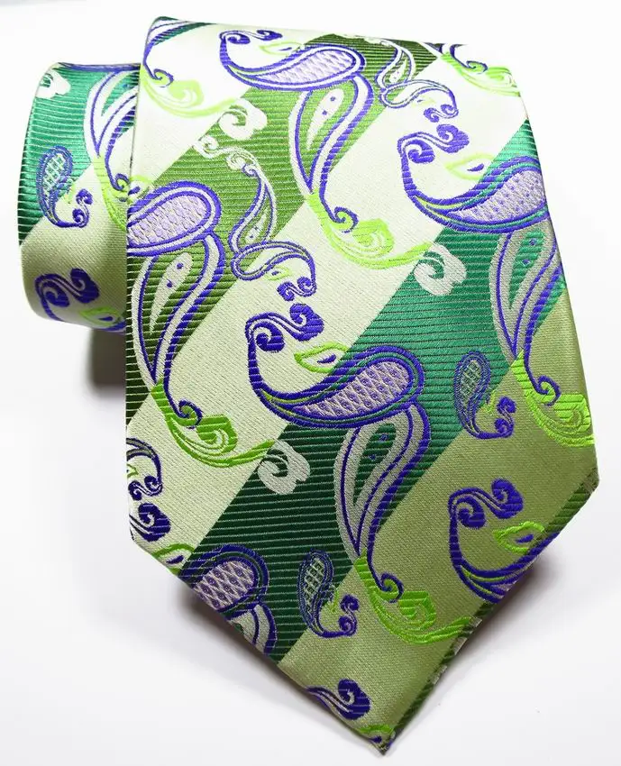 Новая Мода Пейсли Полосатый Галстук Мужской 9 см набор шелковых галстуков зеленый оранжевый жаккардовый тканый Шелковый мужской галстук Галстук - Цвет: Изумрудно-зеленый