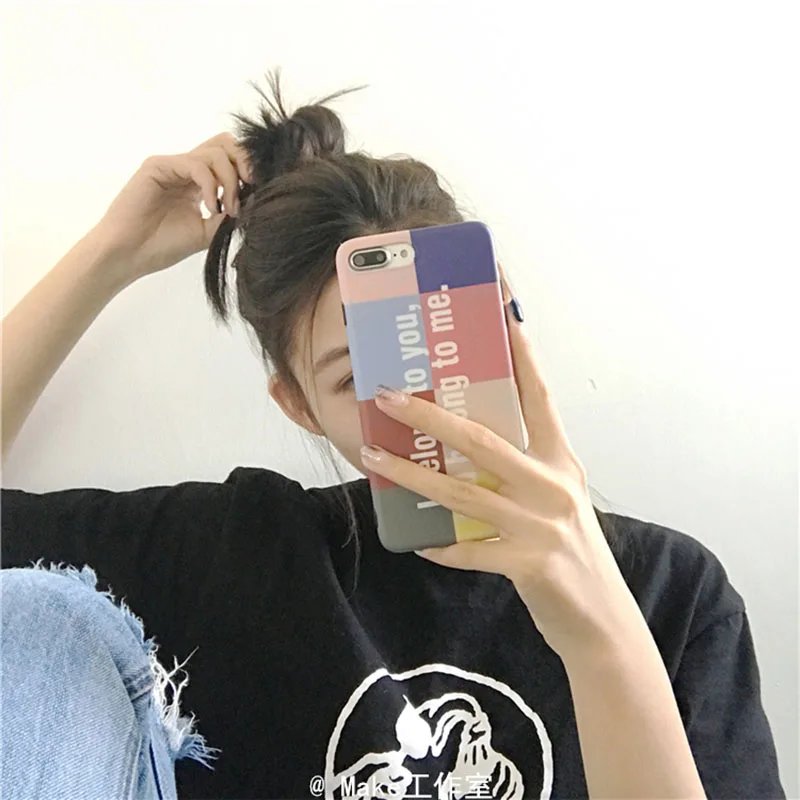 

Fashion Colorful Splice Patterned Phone Case For iphone X Case Geometric Letter Quotes Soft Cover For iphone 7 6S 6 8 plus Cases