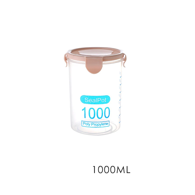 Пластиковый контейнер для еды, коробка для хранения еды для перекуса, кухонный прозрачный контейнер для хранения еды с крышкой - Цвет: L 1000ml Pink