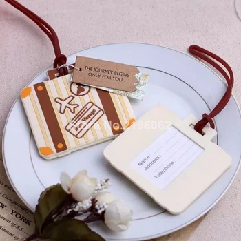 

50pcs Newest "Let the Journey Begin" Vintage Suitcase Luggage Tag wedding bridal shower Favor party gifts