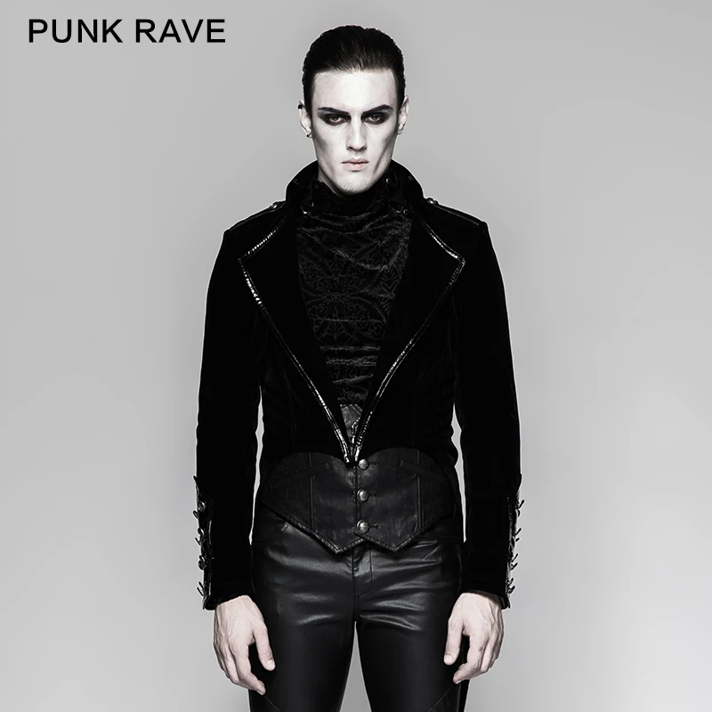 

PUNK RAVE Men's Military Uniform Gorgeous Swallow-tail Jacket Coat Gothic Steampunk Vintage Palace Coat Formal Party Trench Coat