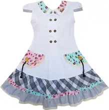 Sunny Fashion Robe Fille Blanc Mignon Colorful Collier Arrière École Uniforme