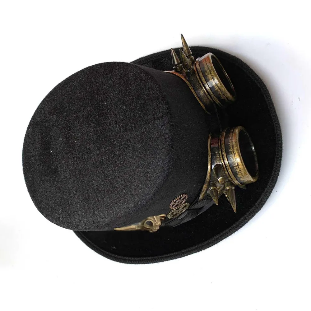 Victorian Steampunk Top Hat Goggles Industrial Gears Bullet Costume 3 style