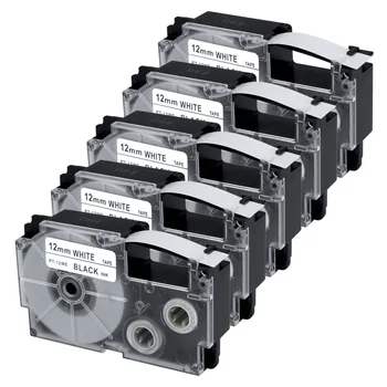 

5pcs mix color 100% Compatible EZ-Label Printers XR-12WE XR12WE Label Tapes 12mm Black on White
